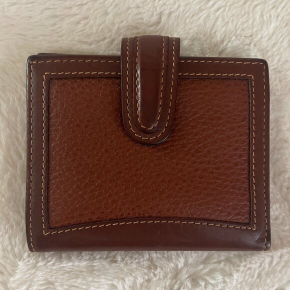 Coach Vintage 90s Sheridan Kiss Lock Coin Purse Wallet Card Case Brown Leather - Picture 1 of 9